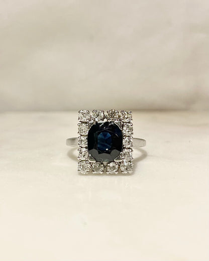 Bague Marguerite Saphir 3 carats &amp; Diamants &quot;Iséna&quot;