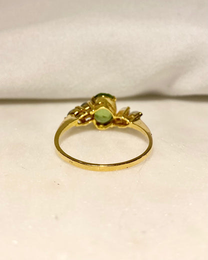 Bague Trilogie Péridot 1.25 carats &amp; Perles nacre &quot;Yuny&quot;