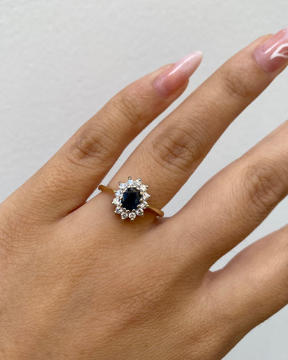 Bague Marguerite Saphir 0.56 carat &amp; Diamants &quot;Juliane&quot;