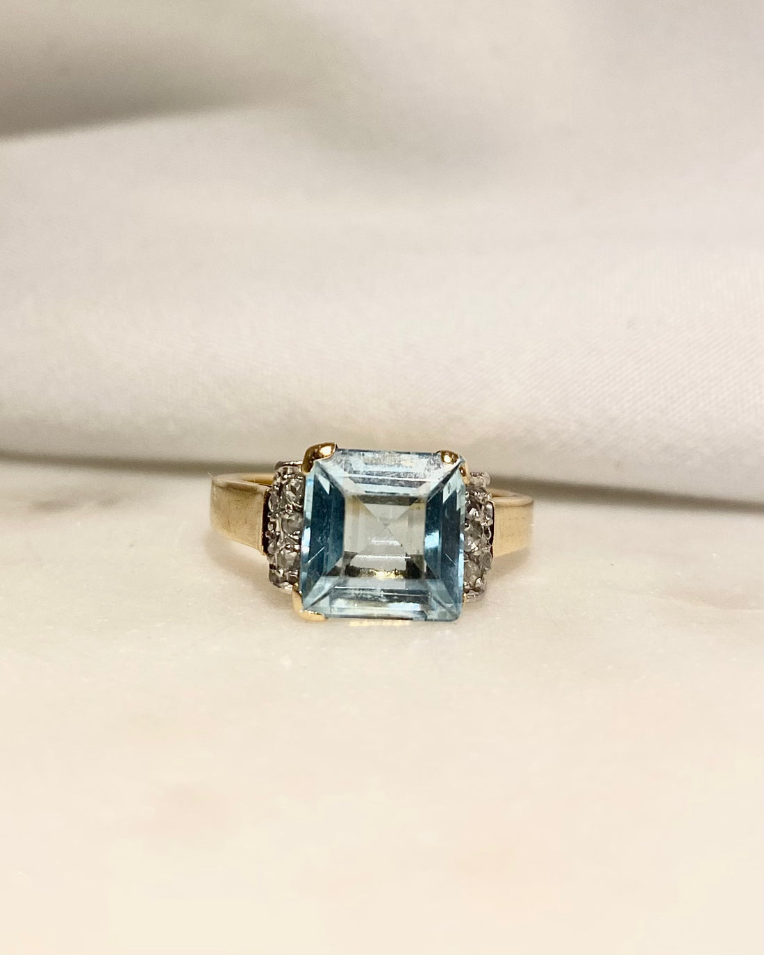 Bague Trilogie Aigue-Marine 2.76 carats &amp; Diamants &quot;Valéone&quot;