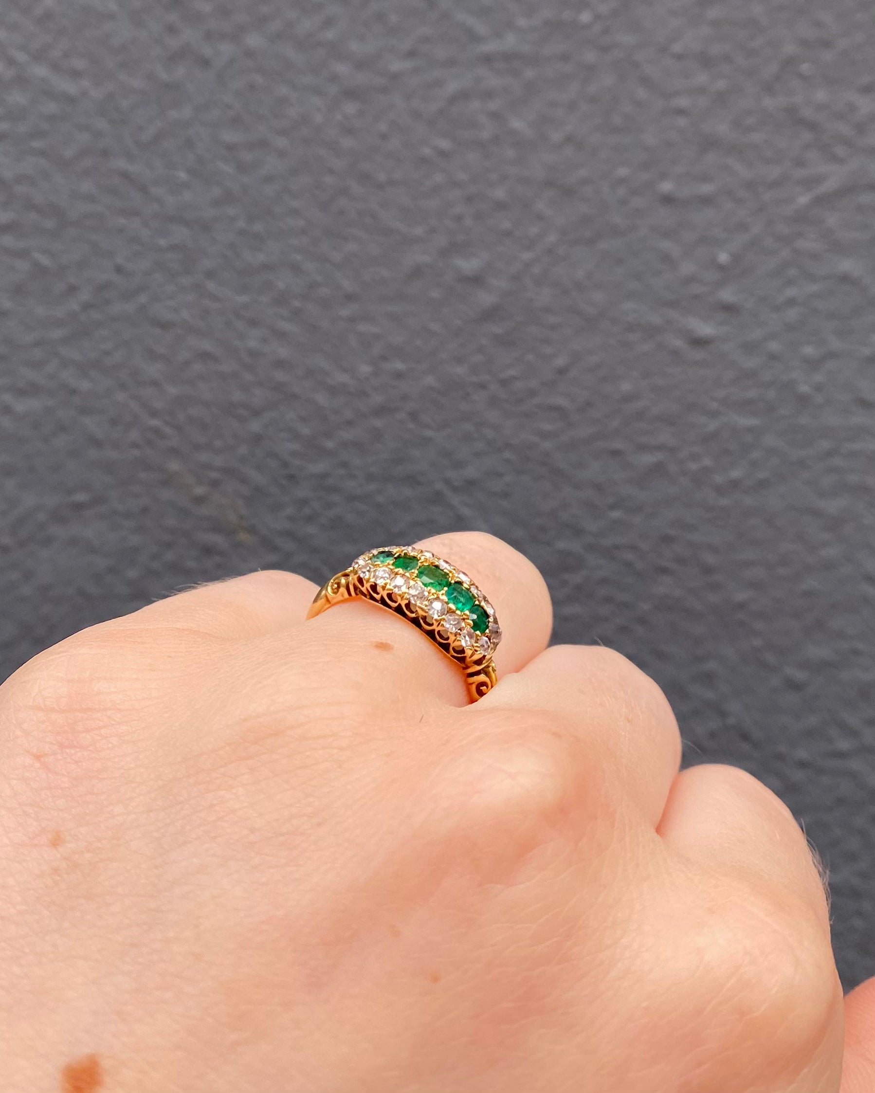 Bague Rivière Émeraudes &amp; Diamants "Johanne"