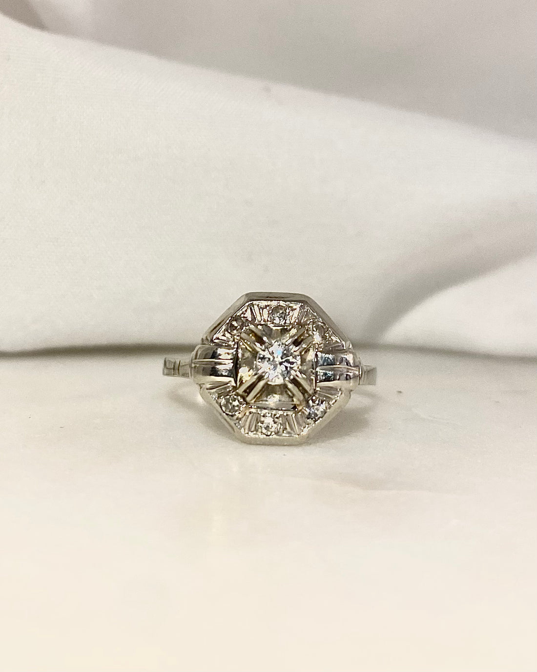Bague Art-déco Octogonale Diamants &quot;Quitterie&quot;
