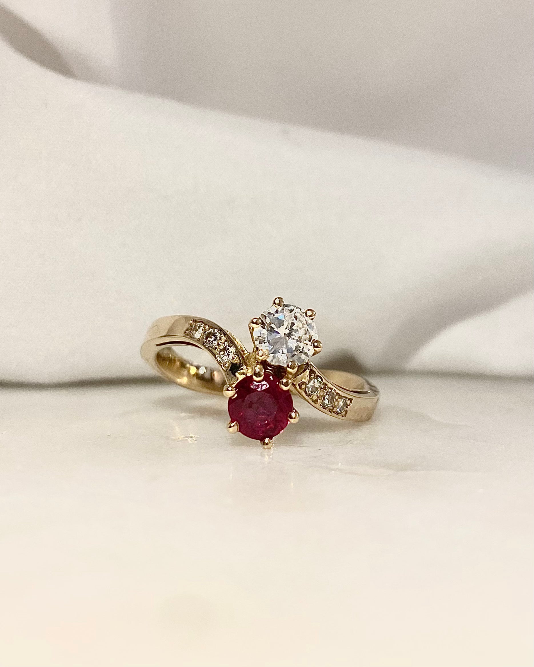 Toi &amp; Moi Ring Ruby 0.70 carat &amp; Diamonds "Blandine"