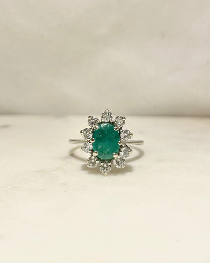 Bague Marguerite Émeraude 1.30 carat &amp; Diamants &quot;Zyra&quot;