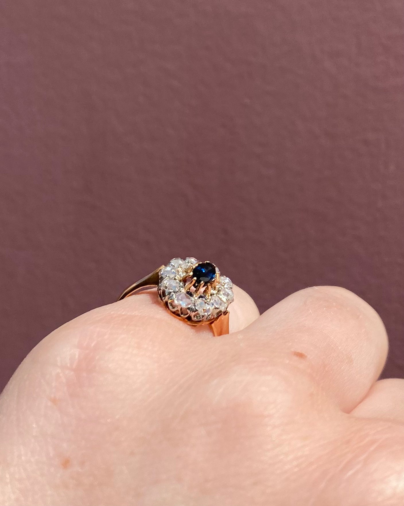 Bague Marguerite Saphir Marquise 0.37 carat &amp; Diamants "Lior"