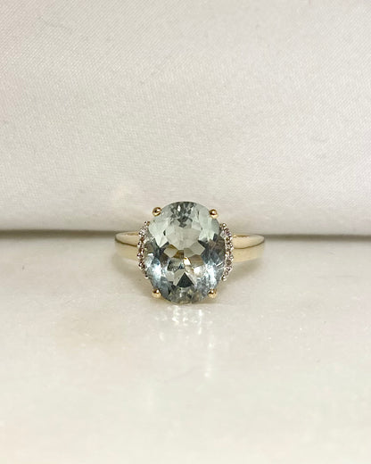 Bague Cocktail Prasiolite 3.80 carats &amp; Diamants &quot;Charlie&quot;