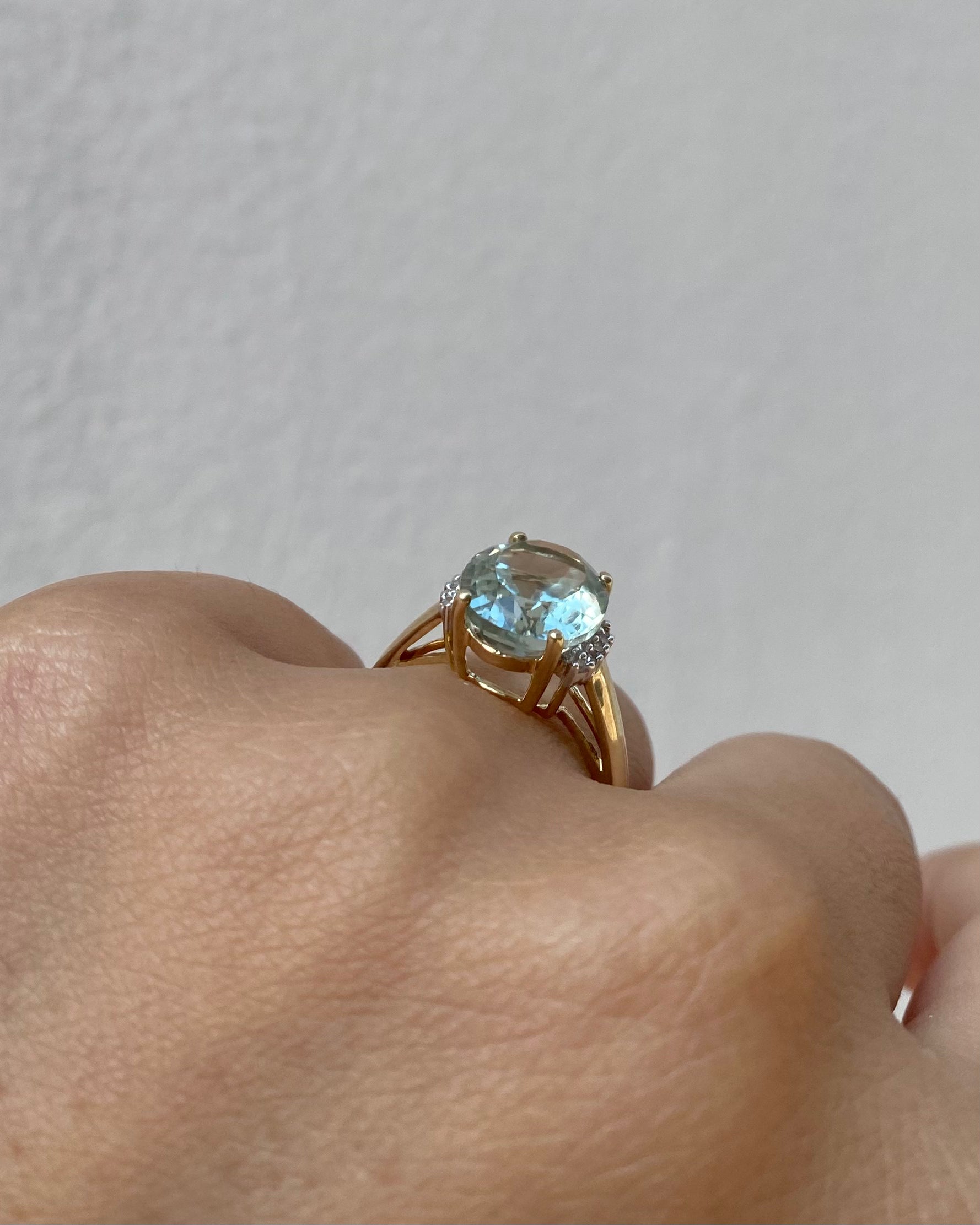Cocktail Ring Prasiolite 3.80 carats &amp; Diamonds "Charlie"