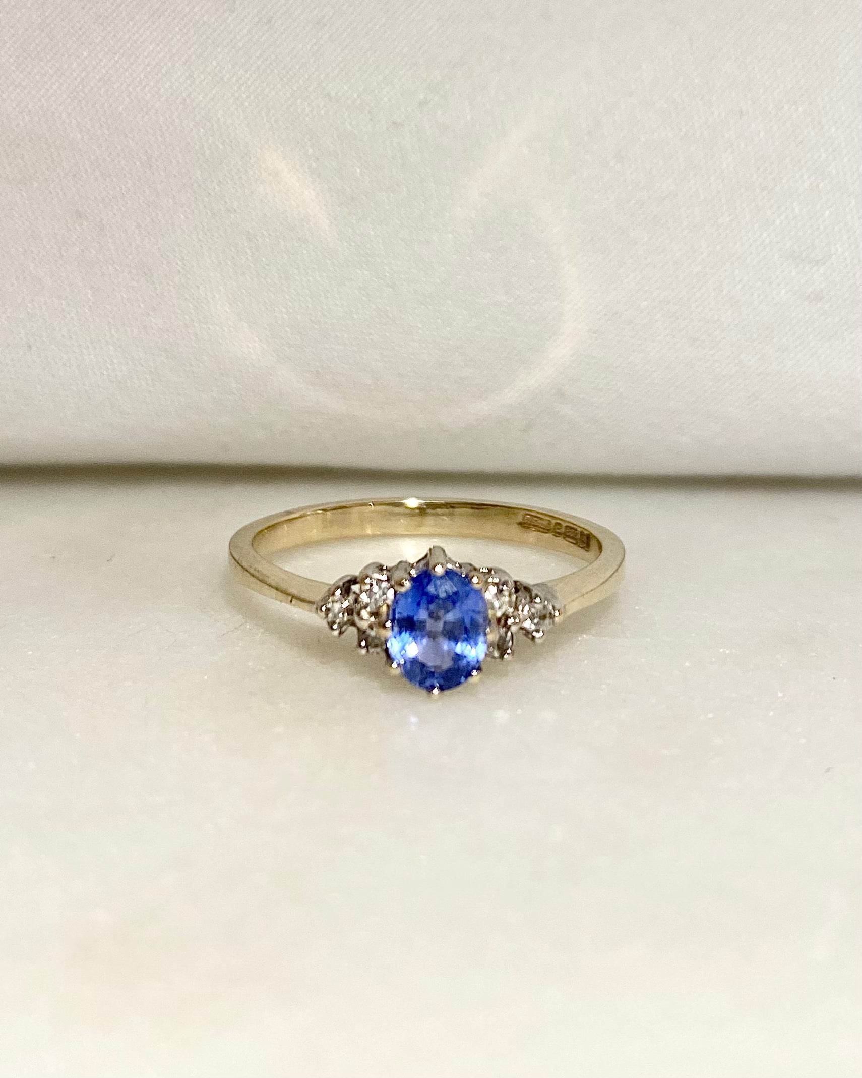 Trilogy Sapphire 0.70 carat &amp; Diamonds Ring "Olivia"