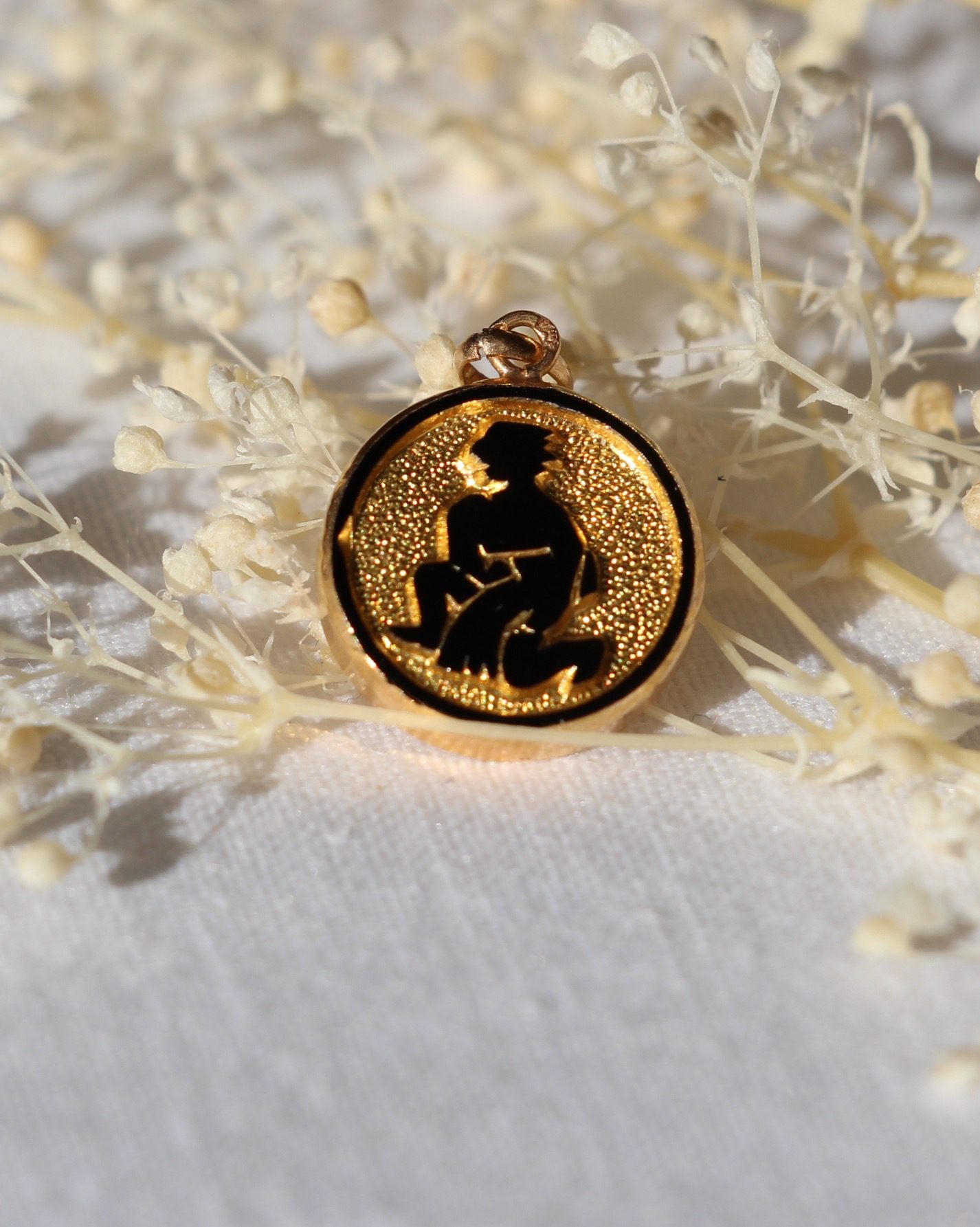 medaille pendentif vintage sign astrologique verseau or