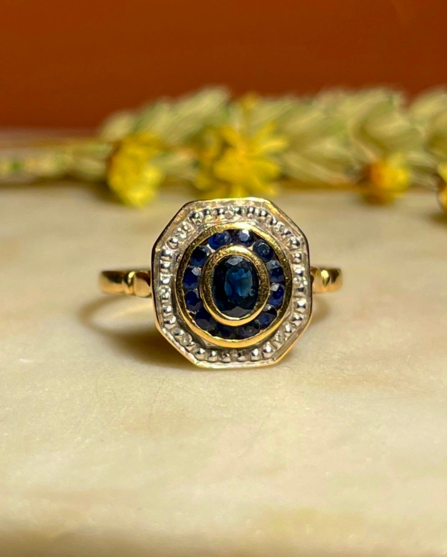 Bague vintage style Art-Déco Saphirs "Aela"