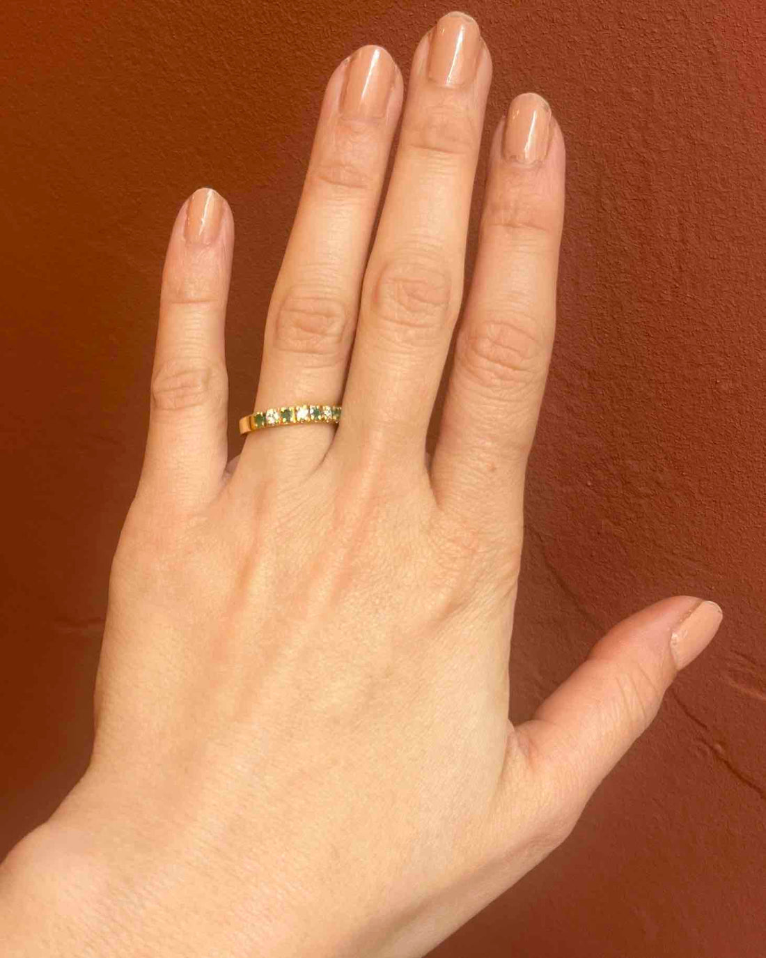 Bague rivière émeraudes &amp; diamants &quot;Marine&quot;