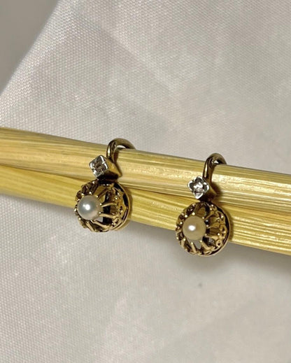 Dormeuses Diamants &amp; Perles &quot;Anella&quot;