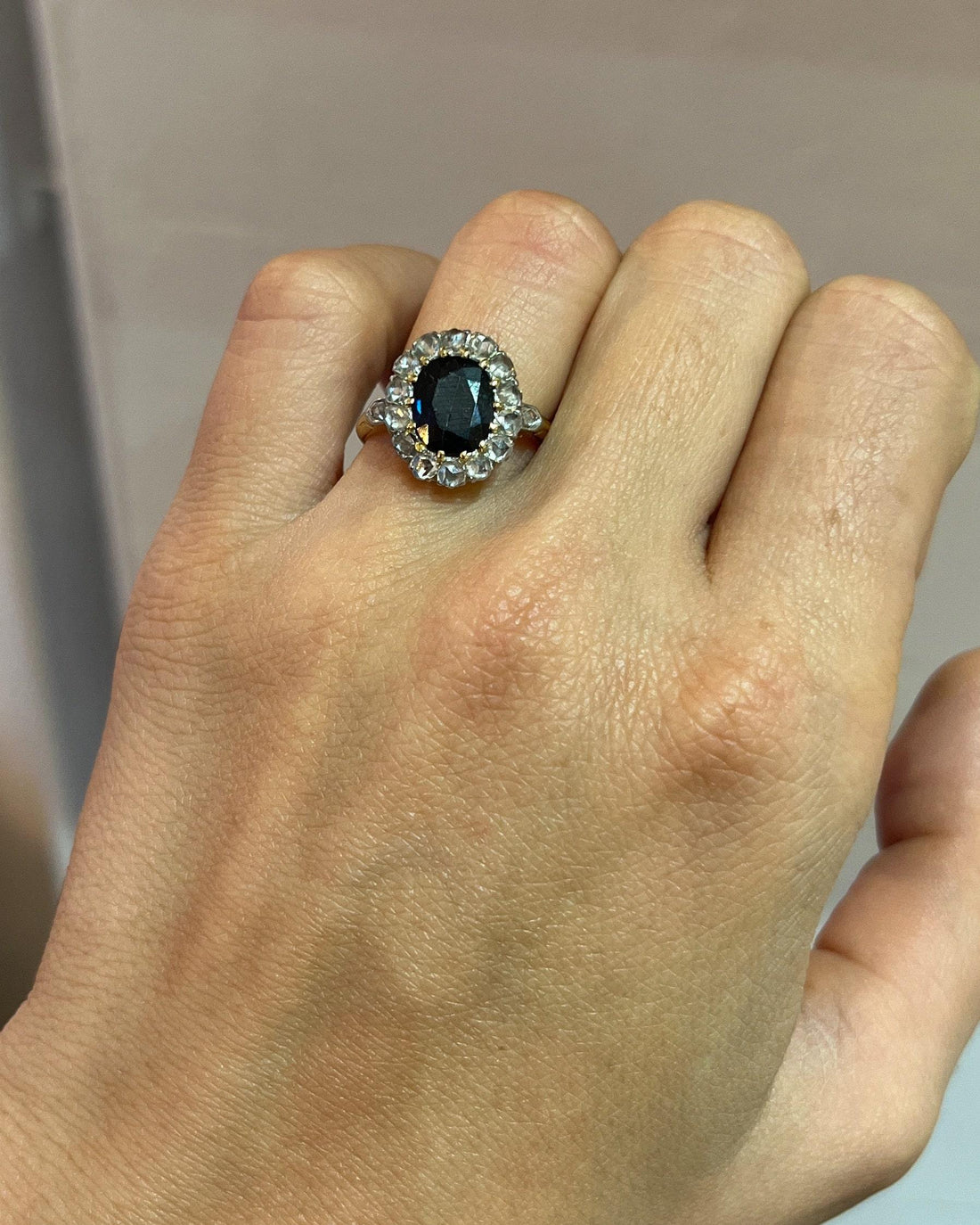 Bague Marguerite Saphir &amp; Diamants &quot;Etna&quot;