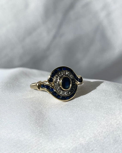 Bague style Art-Déco Saphirs et Diamants &quot;Camille&quot;