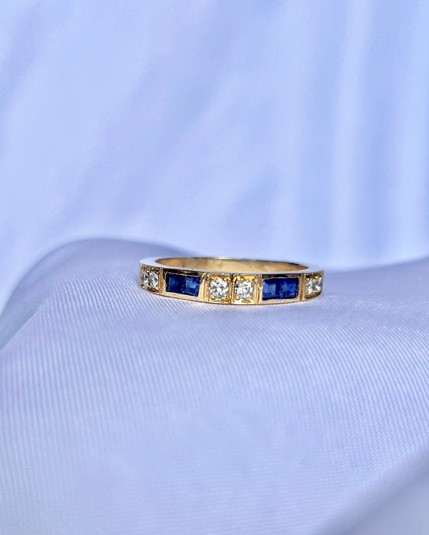 demi-alliance saphirs &amp; diamants "Léonie"