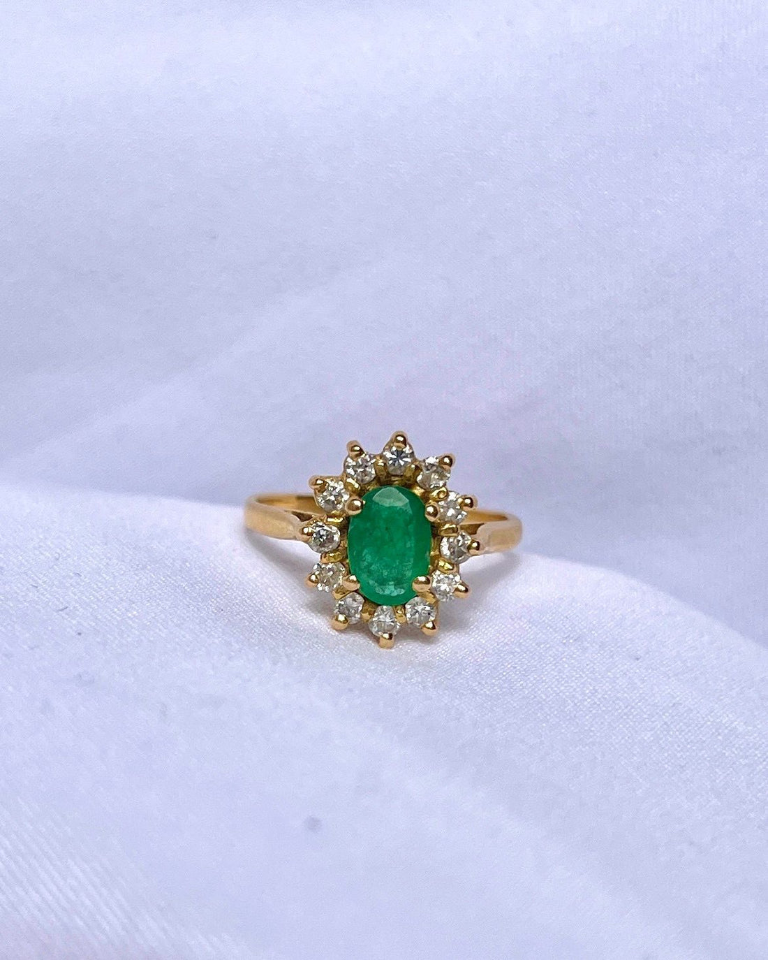Bague Vintage Marguerite émeraude &quot;Hena&quot;