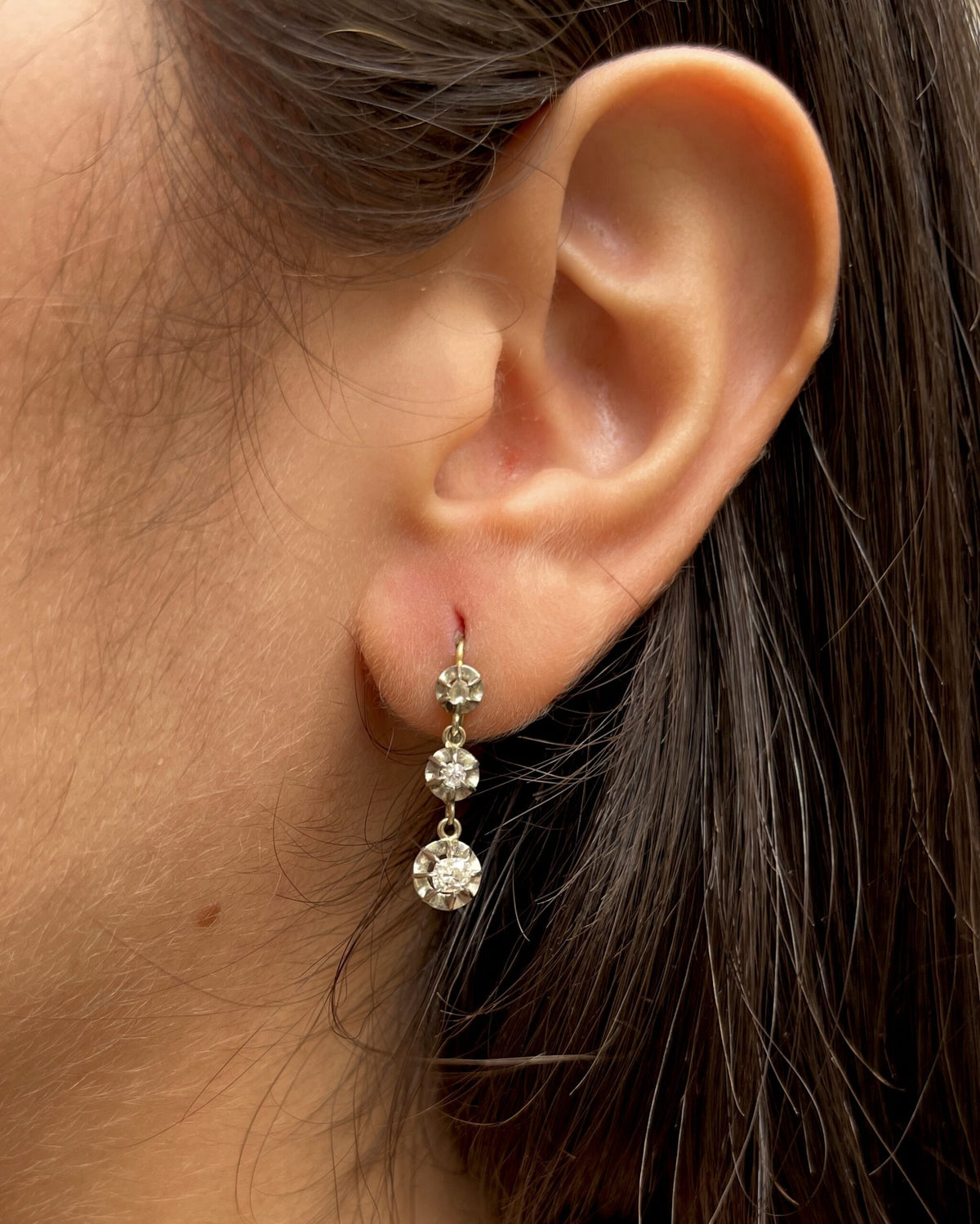 Vintage "Grace" diamond sleeper earrings