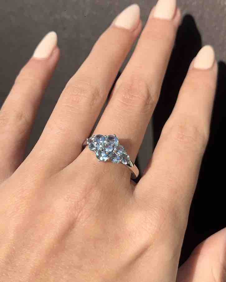 Bague rivière Aigue-Marine &quot;Caliopé&quot;