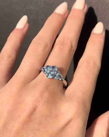 Bague rivière Aigue-Marine &quot;Caliopé&quot;