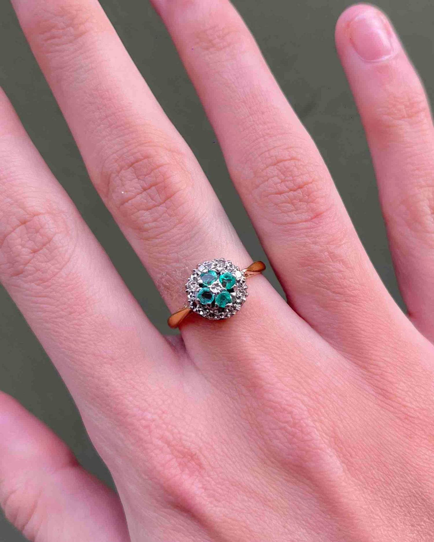 Bague Marguerite émeraude &amp; Diamants &quot;Odile&quot;
