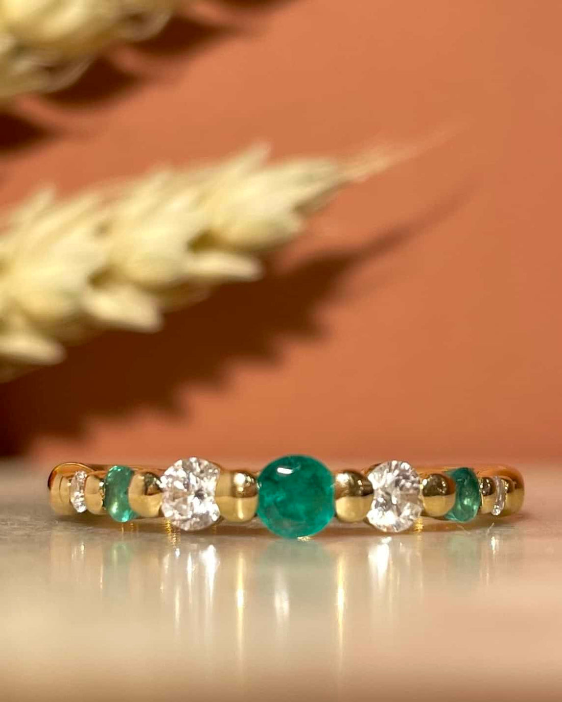 Demi Alliance Emeraudes &amp; Diamants &quot;Bertille&quot;