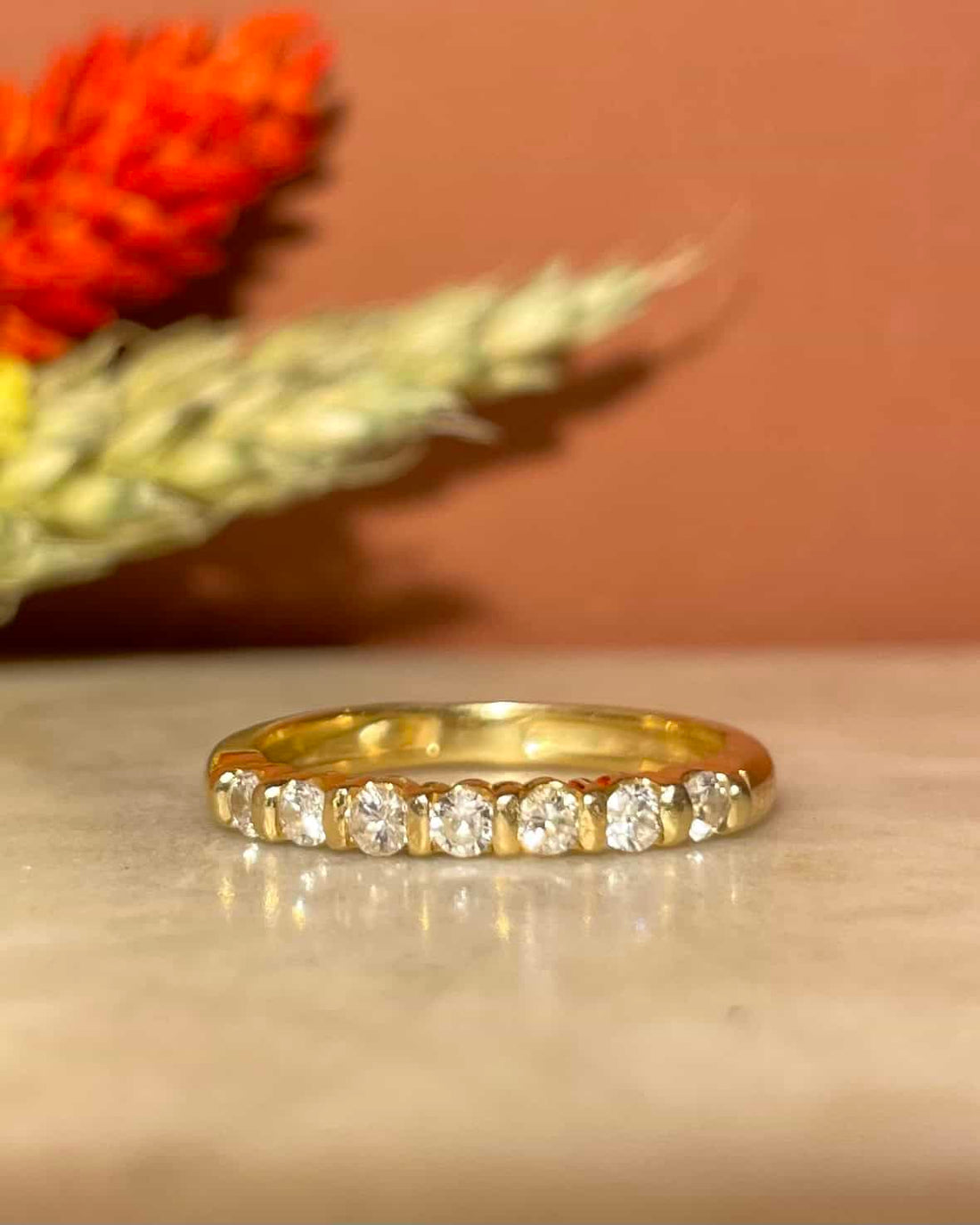 Demi-Alliance vintage 7 Diamants &quot;Edmée&quot;