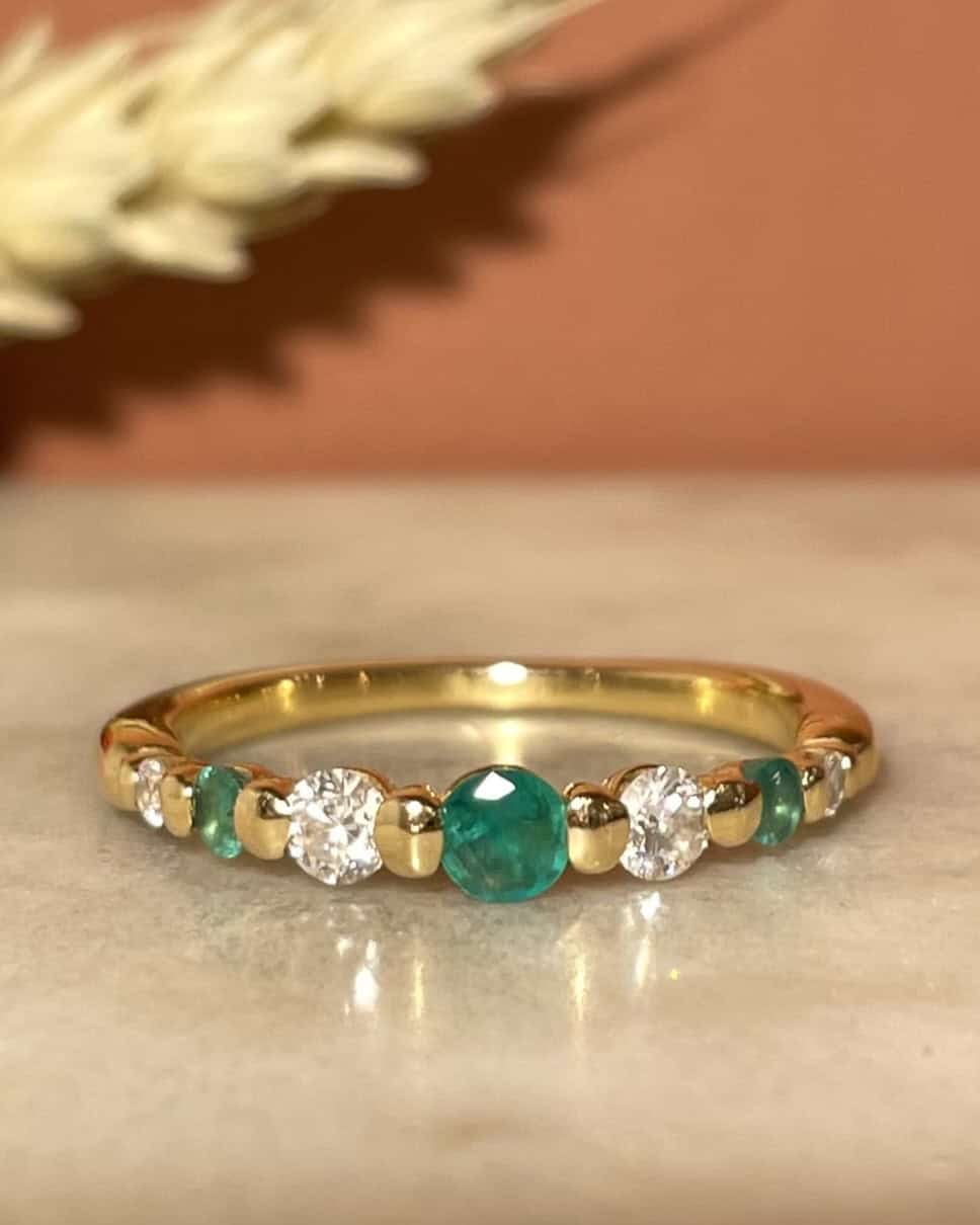 Demi Alliance Emeraudes &amp; Diamants &quot;Bertille&quot;