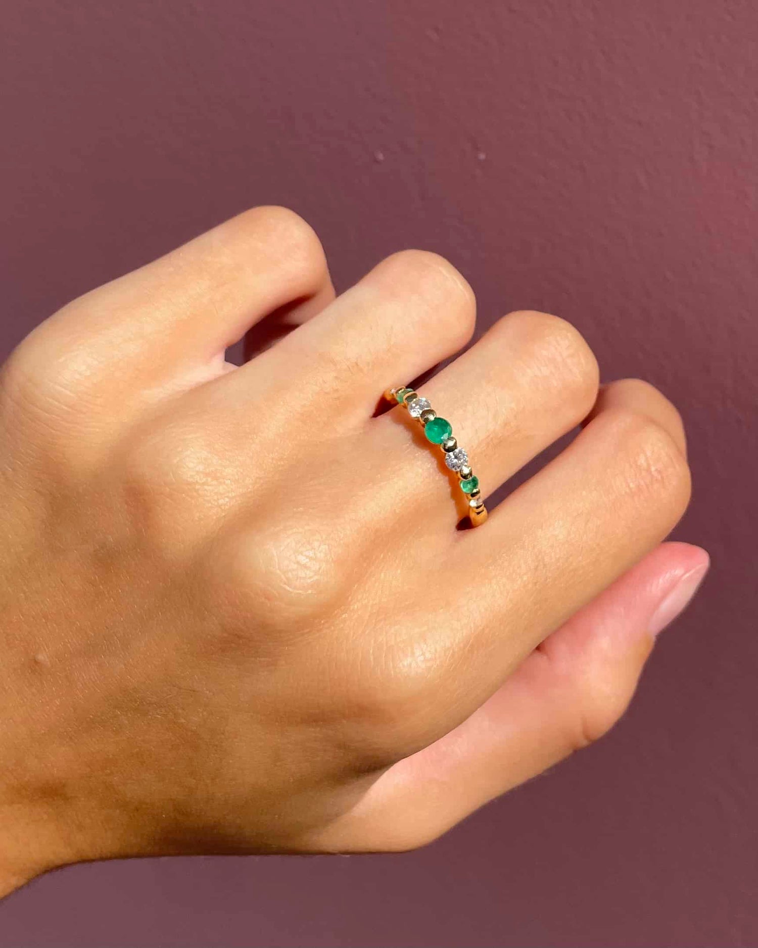 Demi Alliance Emeraudes &amp; Diamants &quot;Bertille&quot;