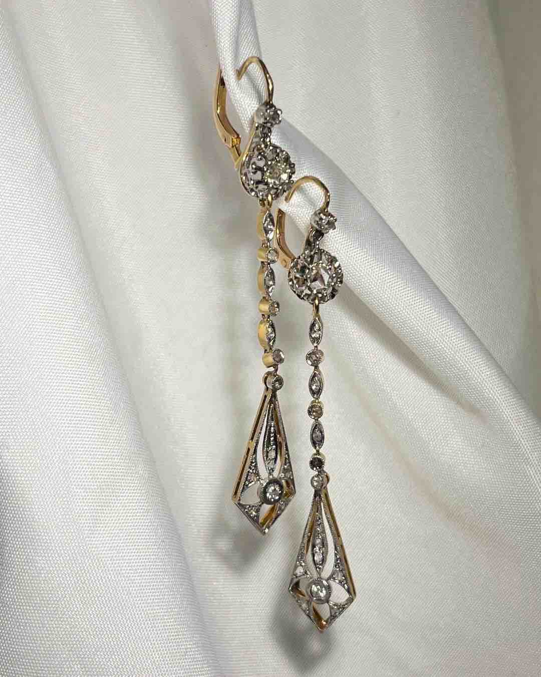 "Allison" vintage diamond sleeper earrings