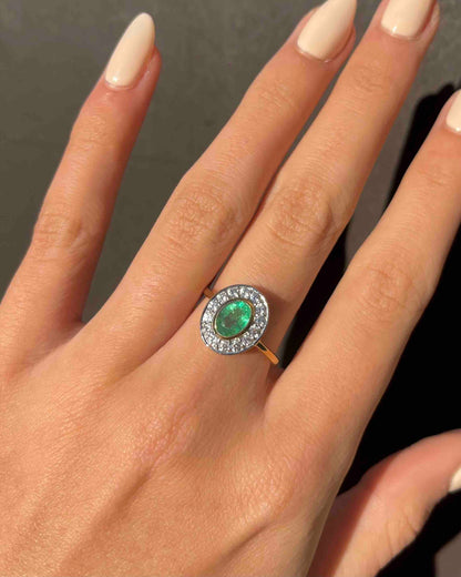 Bague style Art-Déco émeraude &amp; diamants &quot;Hélia&quot;