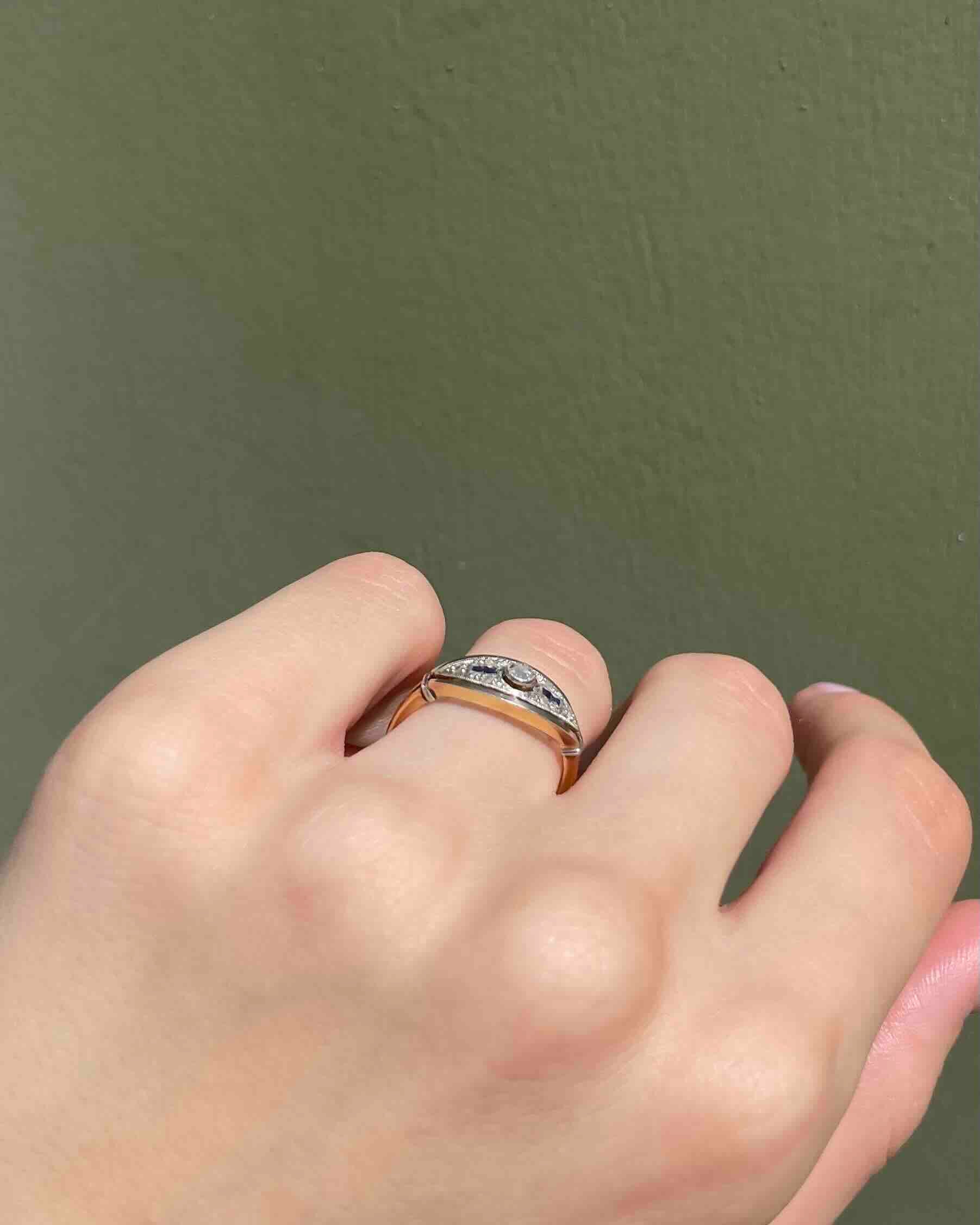 Bague Art-Déco Saphirs &amp; Diamants "Elaina"