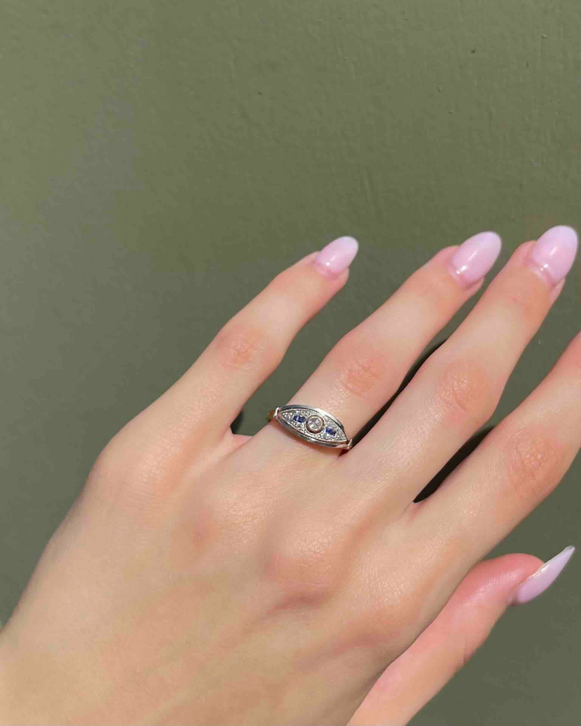 Bague Art-Déco Saphirs &amp; Diamants "Elaina"