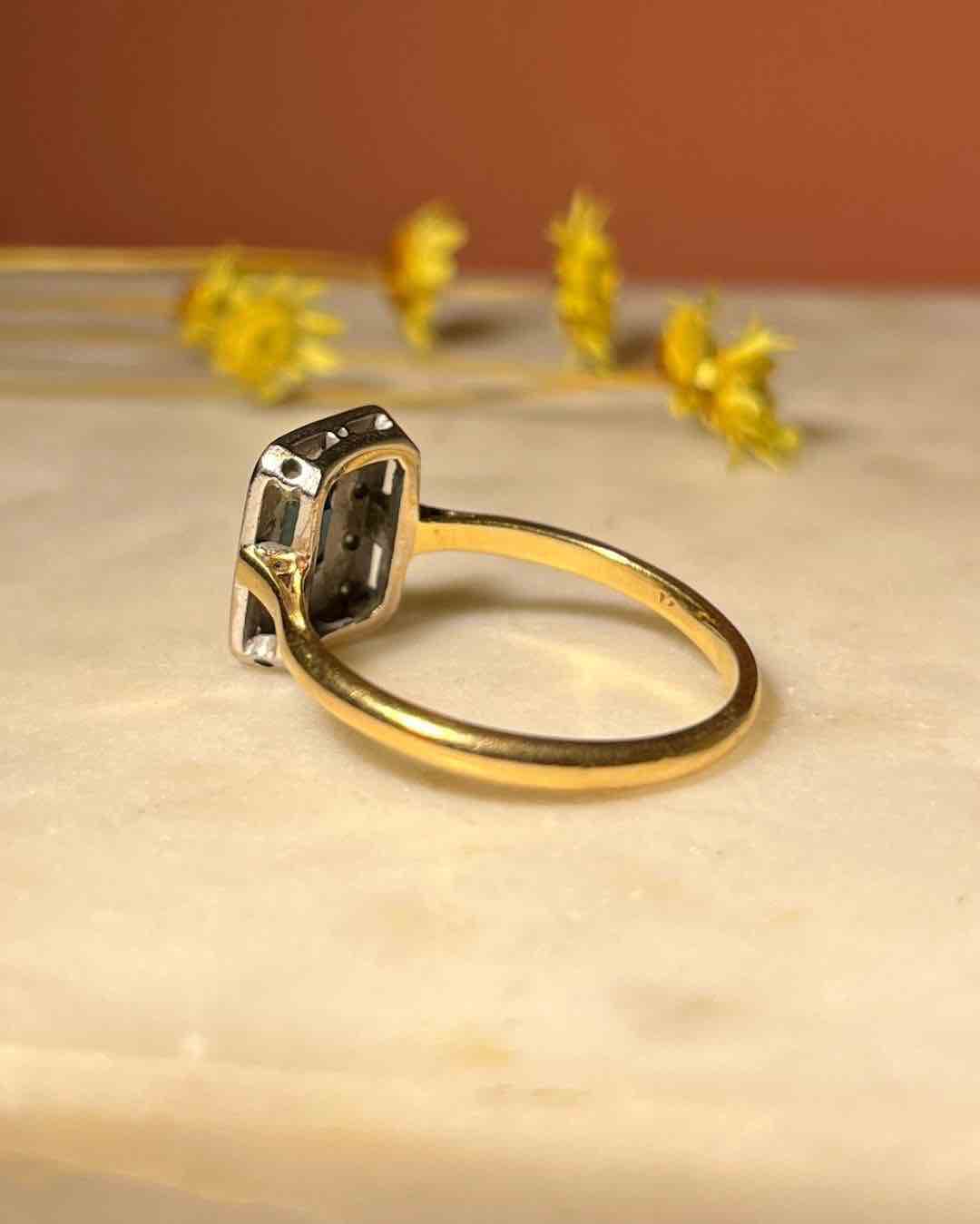 Art Deco Sapphire &amp;amp; Diamond "Aurora" Ring
