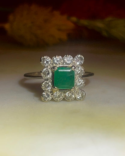 Bague Marguerite Émeraude &amp; Diamants &quot;Lise&quot;