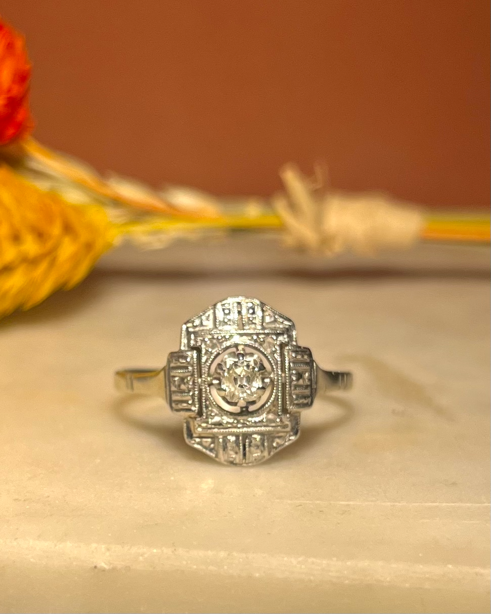 Bague Art-Déco Diamant 0.14 Carat &quot;Tania&quot;