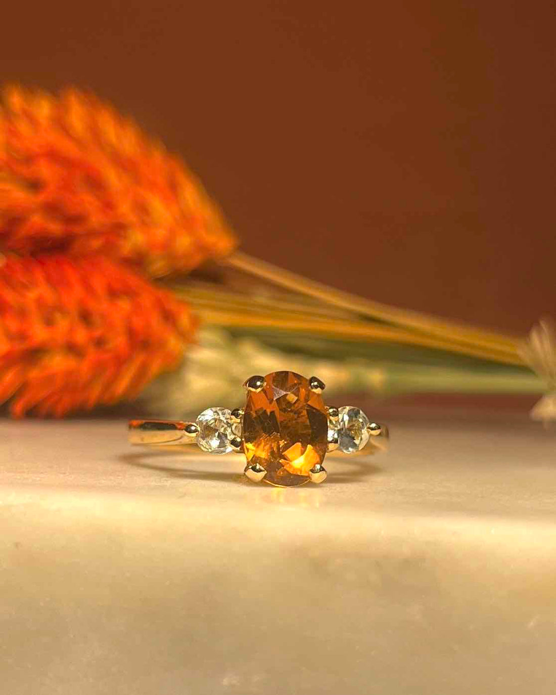 Bague Trilogie Citrine & Aigue-Marines "Louisa"
