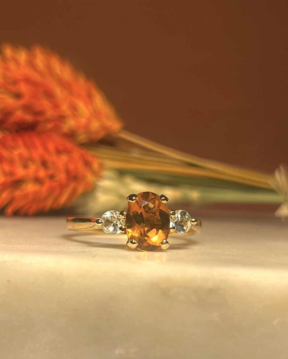 "Louisa" Citrine &amp;amp; Aquamarine Trilogy Ring