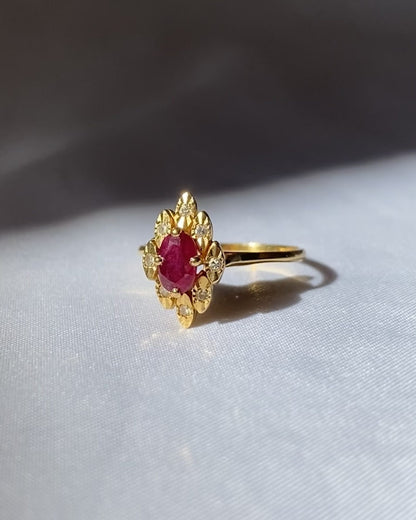 Bague Vintage Marguerite Rubis &quot;Diane&quot;