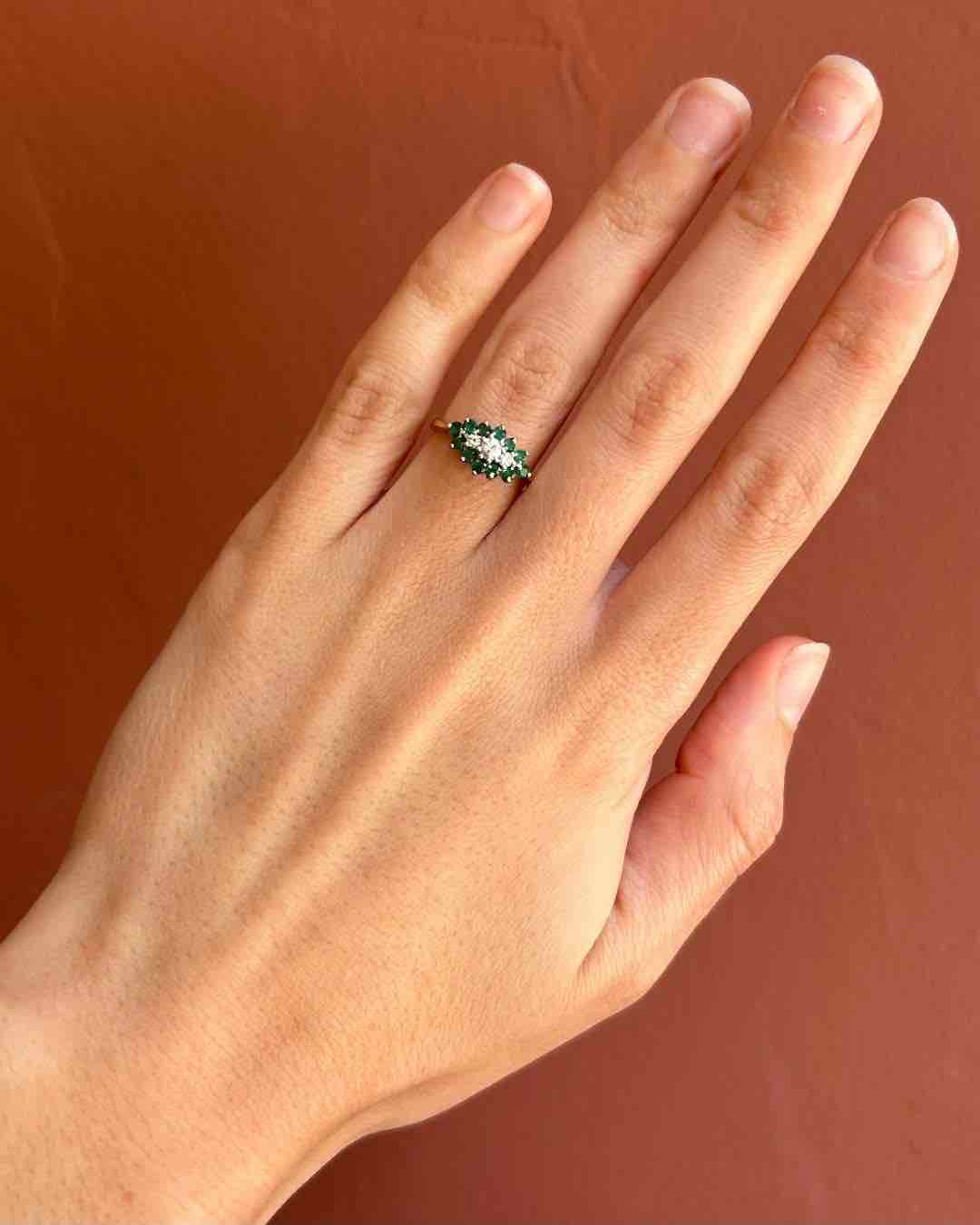 Bague Losange émeraudes &amp; diamants "Jane"