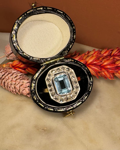 Bague Art-Déco Topaze 3 Carats &amp; 18 Diamants &quot;Valeriya&quot;