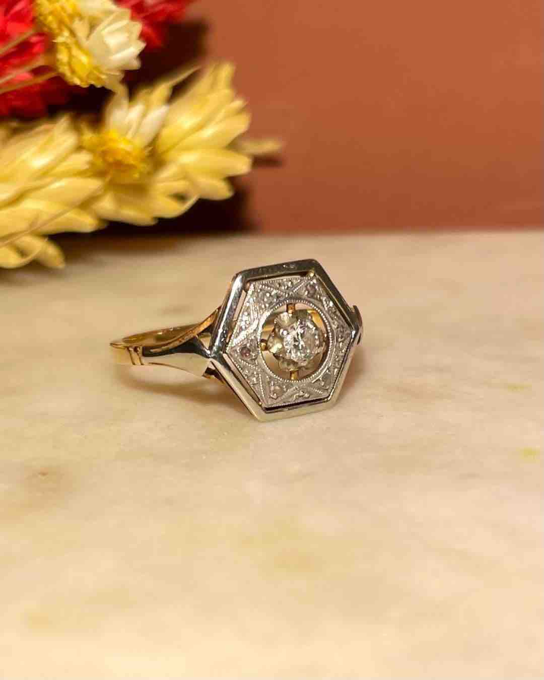 Bague Art-Déco Vintage Diamants "Victoria"