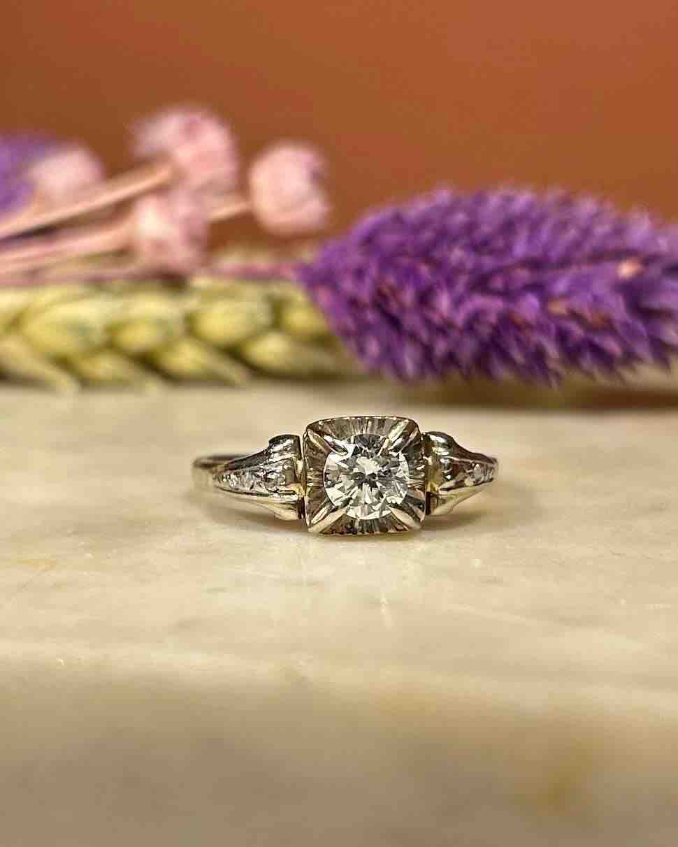 Bague Art-déco Diamant 0.45 carat &quot;Kamila&quot;
