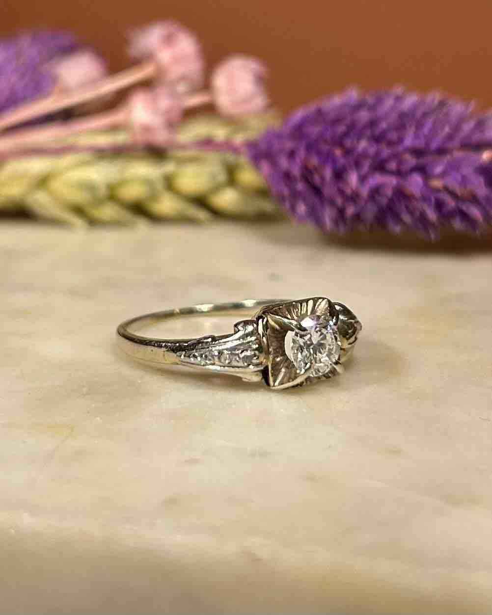 Bague Art-déco Diamant 0.45 carat &quot;Kamila&quot;