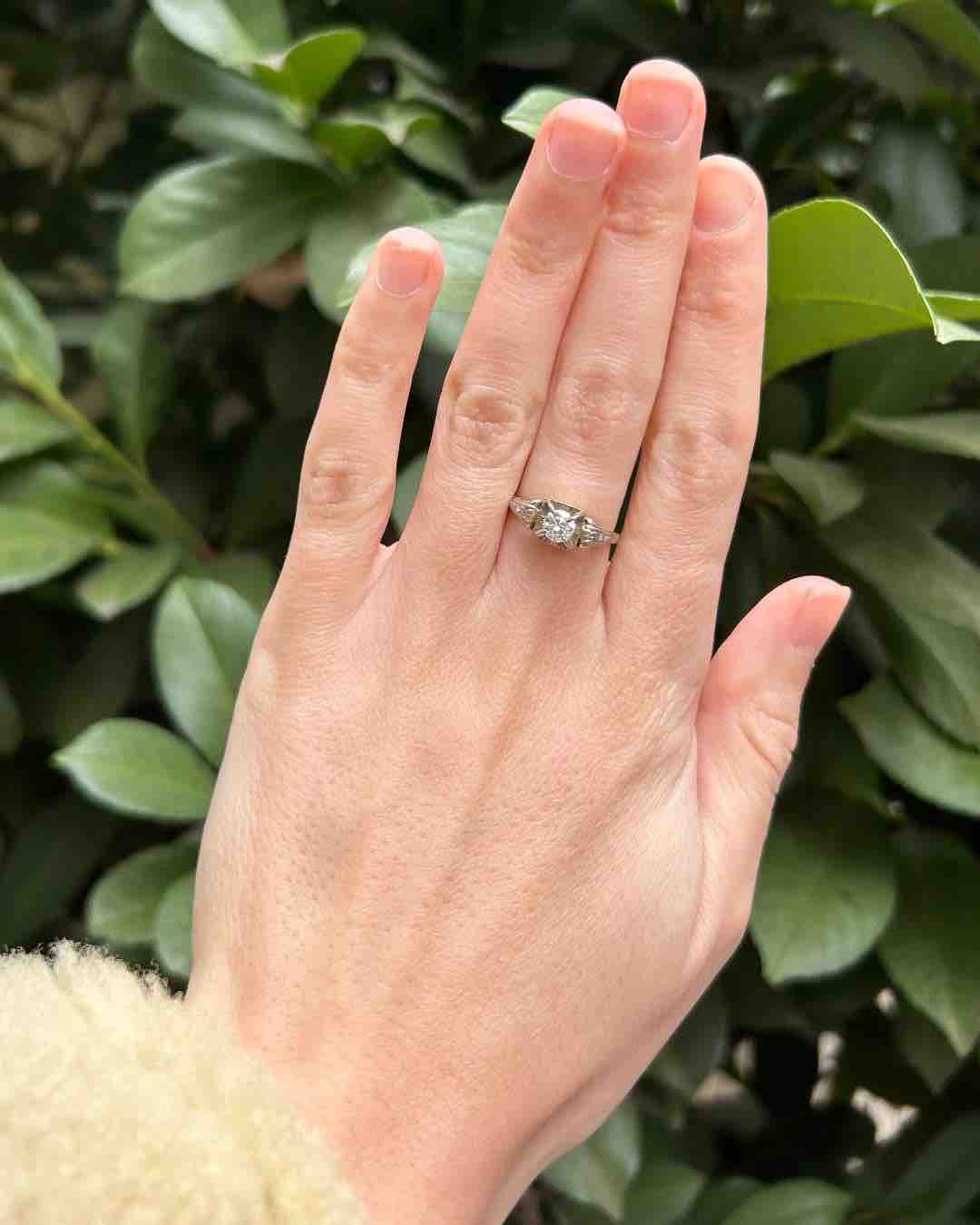 Bague Art-déco Diamant 0.45 carat &quot;Kamila&quot;