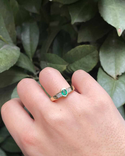 Bague Jonc Émeraude &amp; Diamants &quot;Mailou&quot;