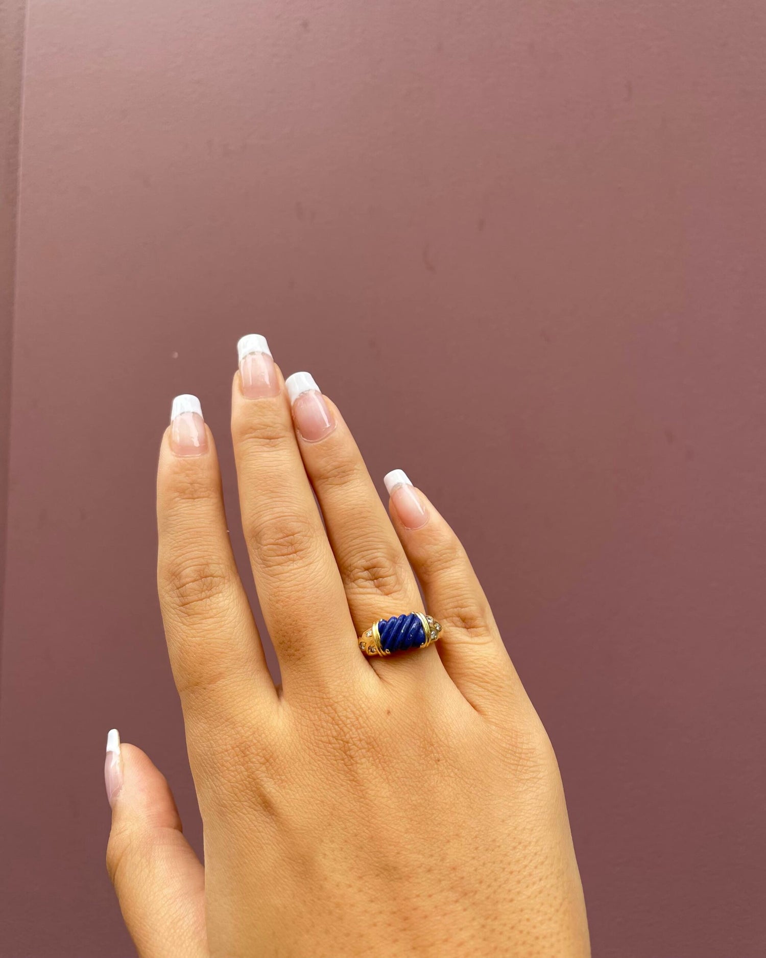 Bague Jonc Lapis-Lazuli 1.65 Carat &amp; 6 Diamants &quot;Eliana&quot;