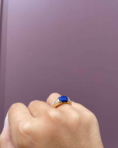 Bague Jonc Lapis-Lazuli 1.65 Carat &amp; 6 Diamants &quot;Eliana&quot;