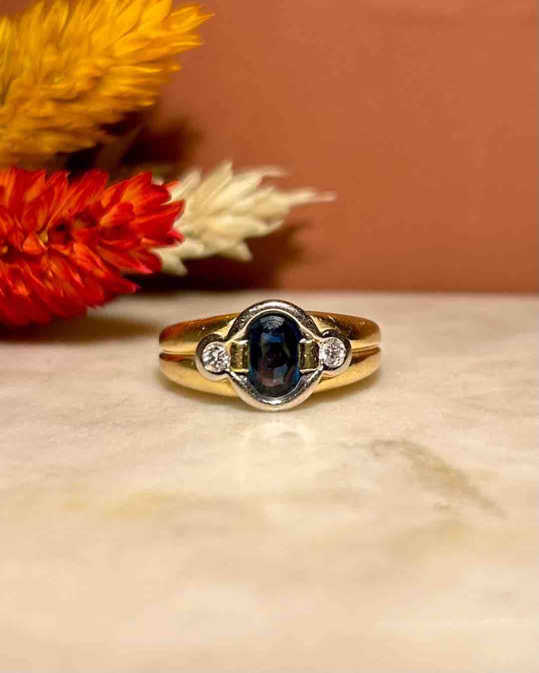 Bague Jonc Saphir &amp; Diamants &quot;Lorena&quot;
