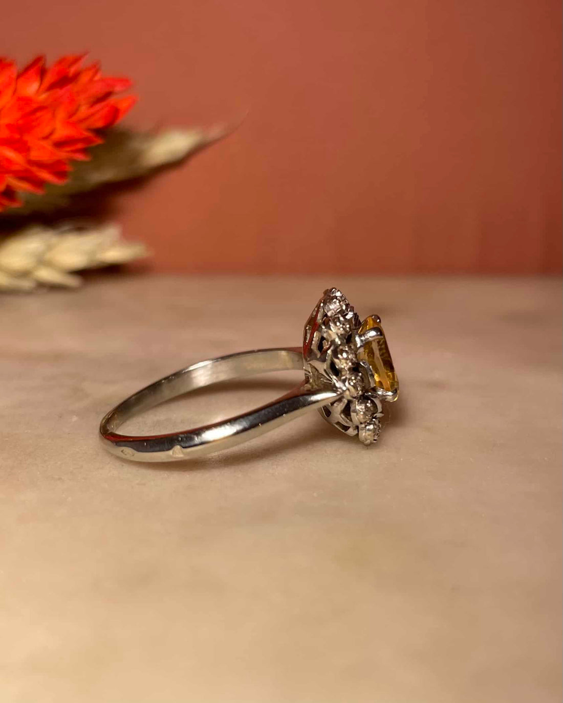 Bague Marguerite Citrine 0.60 carat &amp; diamants &quot;Michelle&quot;