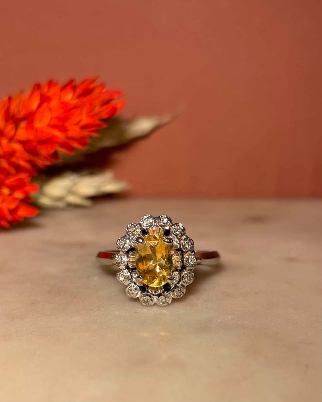 Bague Marguerite Citrine 0.60 carat &amp; diamants &quot;Michelle&quot;